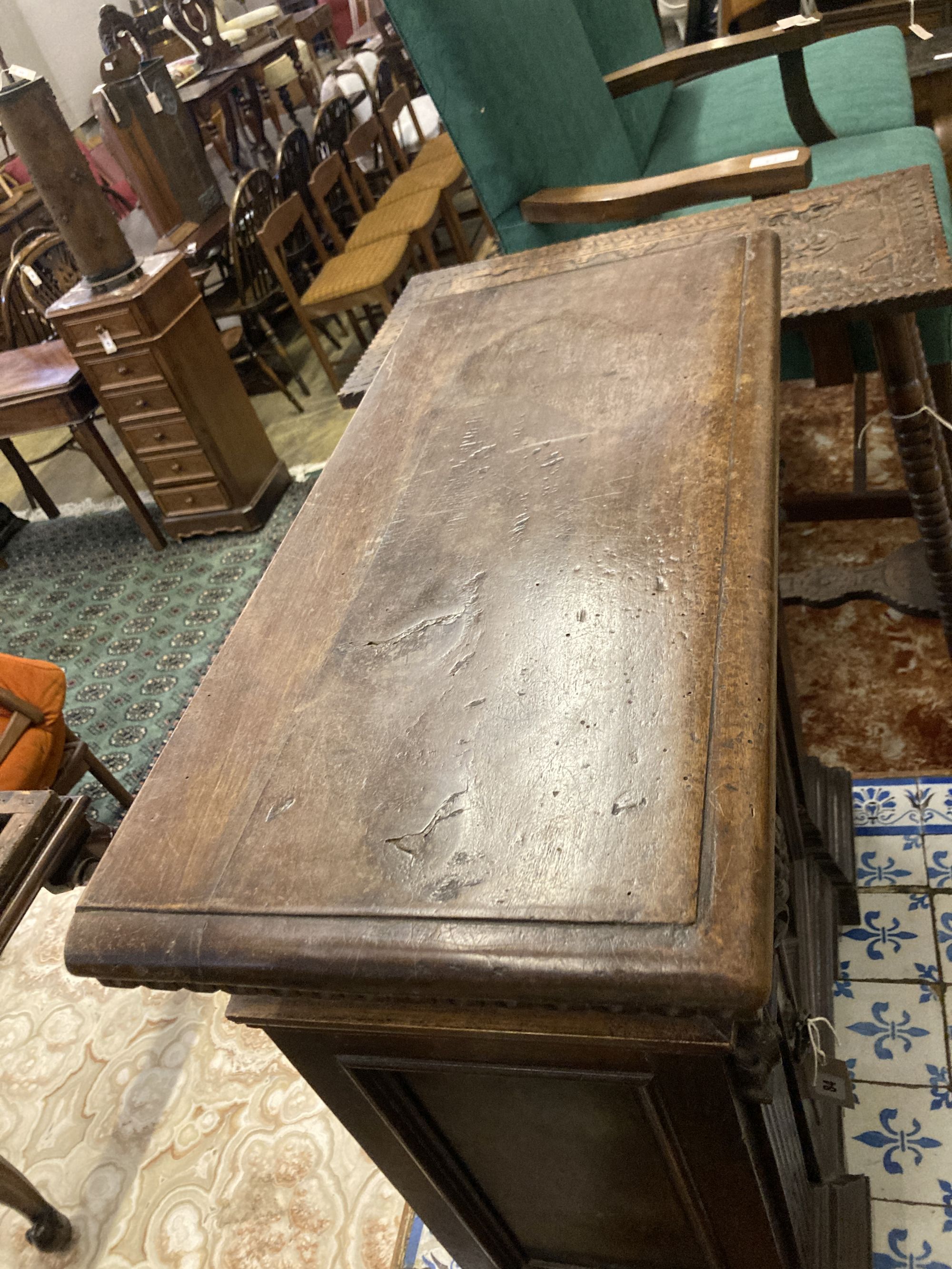 An Italian walnut cupboard, width 68cm depth 32cm height 73cm